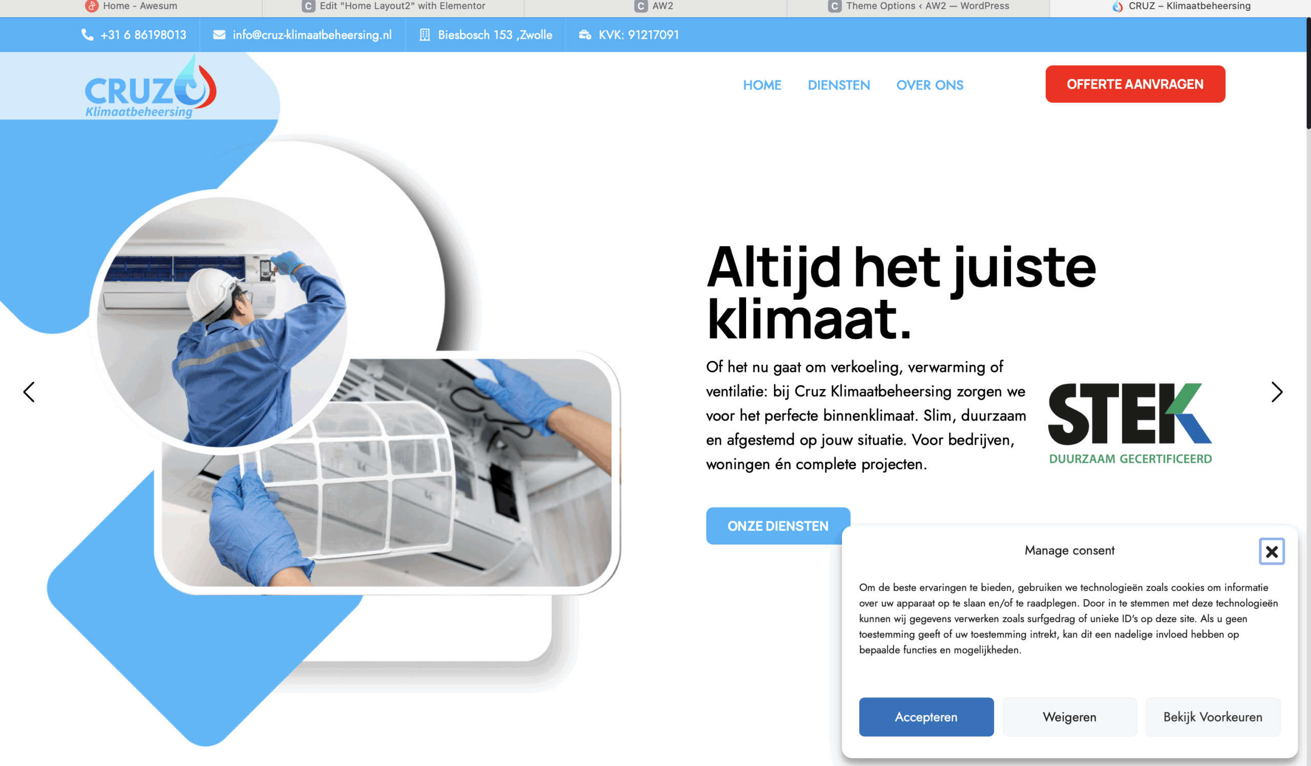 Screenshot van Cruz Klimaatbeheersing interface op 5 augustus 2025